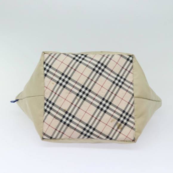 BURBERRY Nova Check Blue Label Hand Bag Nylon Beige Auth 81676 - Picture 7 of 16